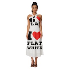 I Love Flat White Sleeveless Cross Front Cocktail Midi Chiffon Dress by ilovewhateva