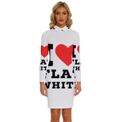 I Love Flat White Long Sleeve Shirt Collar Bodycon Dress by ilovewhateva