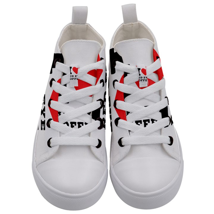 I love red eye coffee Kids  Mid-Top Canvas Sneakers