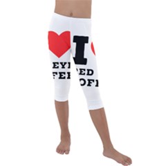 I Love Red Eye Coffee Kids  Lightweight Velour Capri Leggings  by ilovewhateva