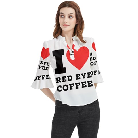 I Love Red Eye Coffee Loose Horn Sleeve Chiffon Blouse by ilovewhateva