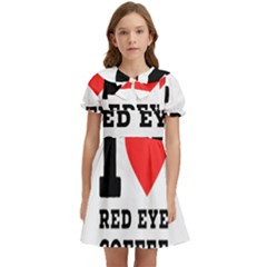 I Love Red Eye Coffee Kids  Bow Tie Puff Sleeve Dress by ilovewhateva