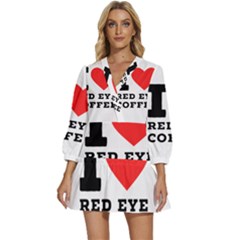 I Love Red Eye Coffee V-neck Placket Mini Dress by ilovewhateva