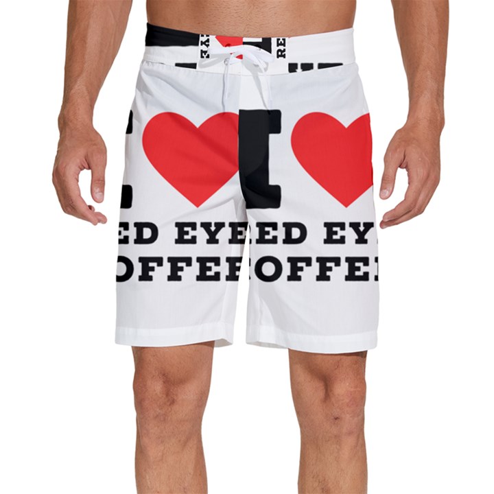 I love red eye coffee Men s Beach Shorts