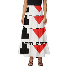 I Love Red Eye Coffee Tiered Ruffle Maxi Skirt by ilovewhateva