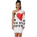 I love red eye coffee Long Sleeve One Shoulder Mini Dress View1