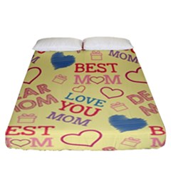 Love Mom Happy Mothers Day I Love Mom Graphic Pattern Fitted Sheet (california King Size) by Ravend