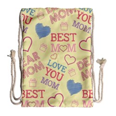 Love Mom Happy Mothers Day I Love Mom Graphic Pattern Drawstring Bag (large) by Ravend