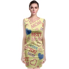 Love Mom Happy Mothers Day I Love Mom Graphic Pattern Sleeveless Velvet Midi Dress