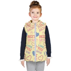 Love Mom Happy Mothers Day I Love Mom Graphic Pattern Kids  Hooded Puffer Vest by Ravend