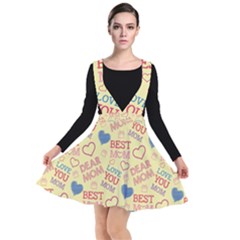 Love Mom Happy Mothers Day I Love Mom Graphic Pattern Plunge Pinafore Dress by Ravend