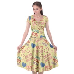 Love Mom Happy Mothers Day I Love Mom Graphic Pattern Cap Sleeve Wrap Front Dress by Ravend