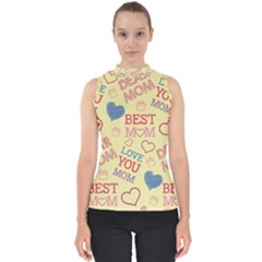 Love Mom Happy Mothers Day I Love Mom Graphic Pattern Mock Neck Shell Top by Ravend