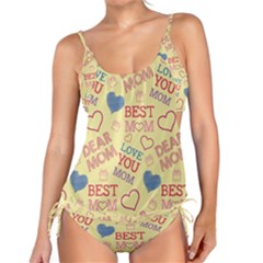 Love Mom Happy Mothers Day I Love Mom Graphic Pattern Tankini Set by Ravend