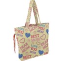 Love Mom Happy Mothers Day I Love Mom Graphic Pattern Drawstring Tote Bag View2