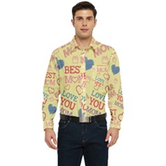 Love Mom Happy Mothers Day I Love Mom Graphic Pattern Men s Long Sleeve Pocket Shirt  by Ravend