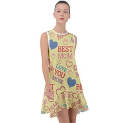 Love Mom Happy Mothers Day I Love Mom Graphic Pattern Frill Swing Dress by Ravend