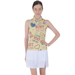 Love Mom Happy Mothers Day I Love Mom Graphic Pattern Women s Sleeveless Polo Tee by Ravend