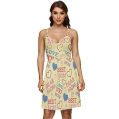 Love Mom Happy Mothers Day I Love Mom Graphic Pattern V-neck Pocket Summer Dress  by Ravend