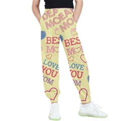 Love Mom Happy Mothers Day I Love Mom Graphic Pattern Kids  Elastic Waist Pants by Ravend