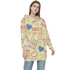 Love Mom Happy Mothers Day I Love Mom Graphic Pattern Women s Long Oversized Pullover Hoodie by Ravend