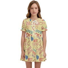 Love Mom Happy Mothers Day I Love Mom Graphic Pattern Kids  Sweet Collar Dress by Ravend