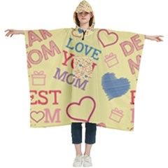 Love Mom Happy Mothers Day I Love Mom Graphic Pattern Women s Hooded Rain Ponchos by Ravend