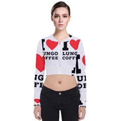 I Love Lungo Coffee  Long Sleeve Zip Up Bomber Jacket by ilovewhateva