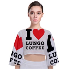 I Love Lungo Coffee  Tie Back Butterfly Sleeve Chiffon Top by ilovewhateva