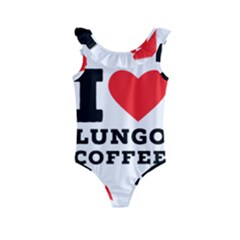 I Love Lungo Coffee  Kids  Frill Swimsuit by ilovewhateva