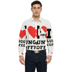 I Love Lungo Coffee  Men s Long Sleeve Pocket Shirt  by ilovewhateva