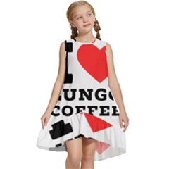 I Love Lungo Coffee  Kids  Frill Swing Dress by ilovewhateva