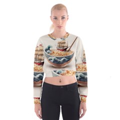 Noodles Pirate Chinese Food Food Cropped Sweatshirt by Ndabl3x