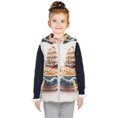 Noodles Pirate Chinese Food Food Kids  Hooded Puffer Vest