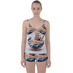 Noodles Pirate Chinese Food Food Tie Front Two Piece Tankini by Ndabl3x