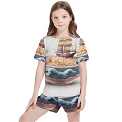 Noodles Pirate Chinese Food Food Kids  Tee And Sports Shorts Set by Ndabl3x