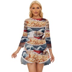 Noodles Pirate Chinese Food Food Long Sleeve Babydoll Dress