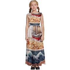 Noodles Pirate Chinese Food Food Kids  Satin Sleeveless Maxi Dress by Ndabl3x