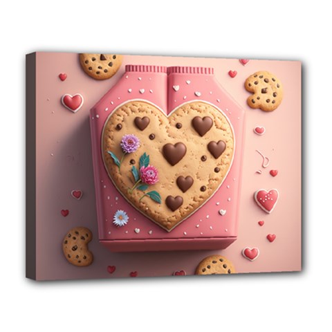 Cookies Valentine Heart Holiday Gift Love Canvas 14  X 11  (stretched) by Ndabl3x