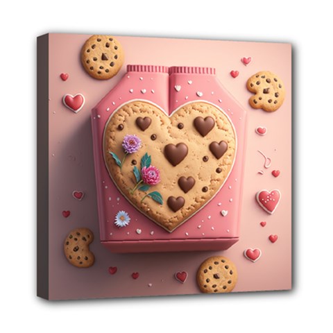 Cookies Valentine Heart Holiday Gift Love Mini Canvas 8  X 8  (stretched)