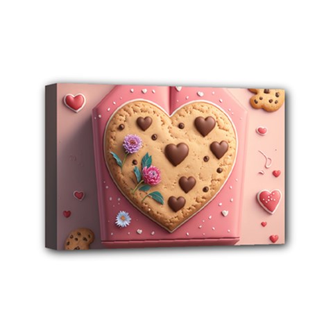 Cookies Valentine Heart Holiday Gift Love Mini Canvas 6  X 4  (stretched)