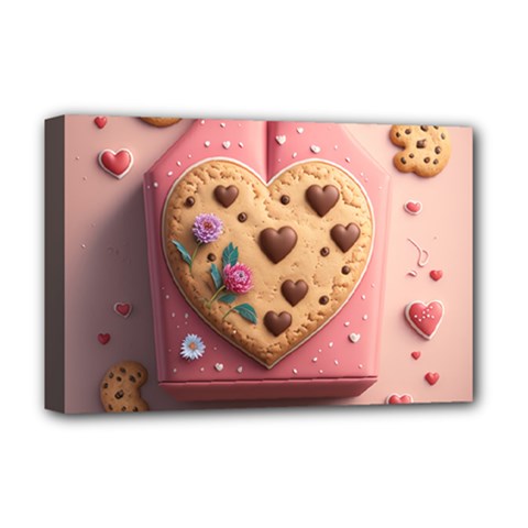 Cookies Valentine Heart Holiday Gift Love Deluxe Canvas 18  X 12  (stretched) by Ndabl3x