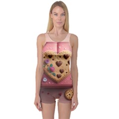 Cookies Valentine Heart Holiday Gift Love One Piece Boyleg Swimsuit