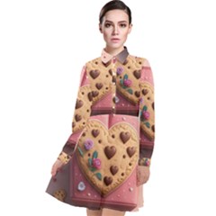 Cookies Valentine Heart Holiday Gift Love Long Sleeve Chiffon Shirt Dress