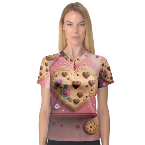 Cookies Valentine Heart Holiday Gift Love V-neck Sport Mesh Tee by Ndabl3x