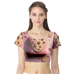 Cookies Valentine Heart Holiday Gift Love Short Sleeve Crop Top by Ndabl3x