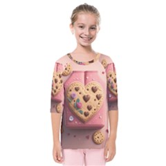 Cookies Valentine Heart Holiday Gift Love Kids  Quarter Sleeve Raglan Tee