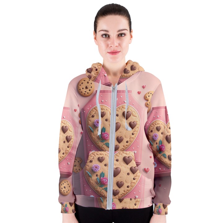 Cookies Valentine Heart Holiday Gift Love Women s Zipper Hoodie