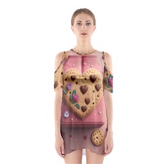 Cookies Valentine Heart Holiday Gift Love Shoulder Cutout One Piece Dress