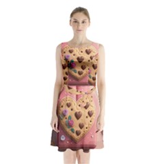 Cookies Valentine Heart Holiday Gift Love Sleeveless Waist Tie Chiffon Dress